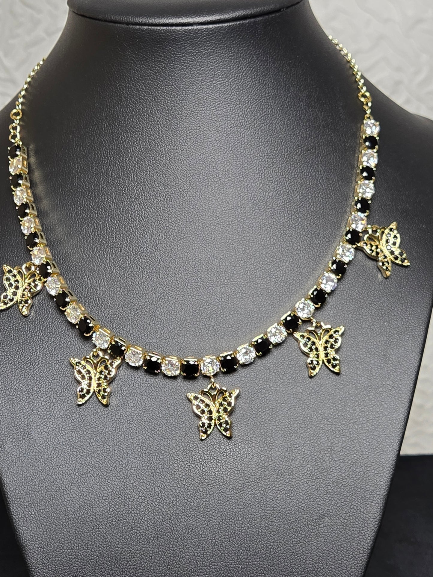 Black butterfly charms choker