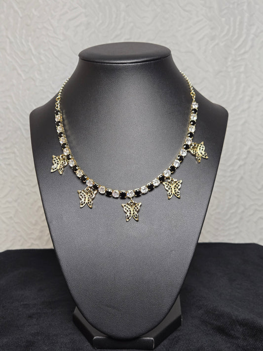 Black butterfly charms choker