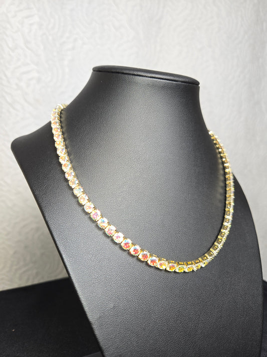 Iridescent gems choker