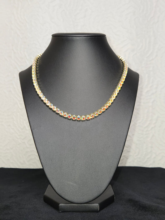 Iridescent gems choker