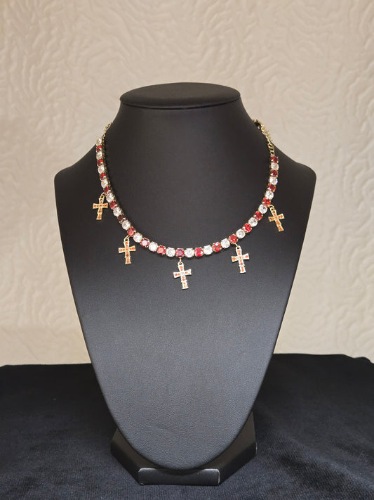 Red cross charms choker