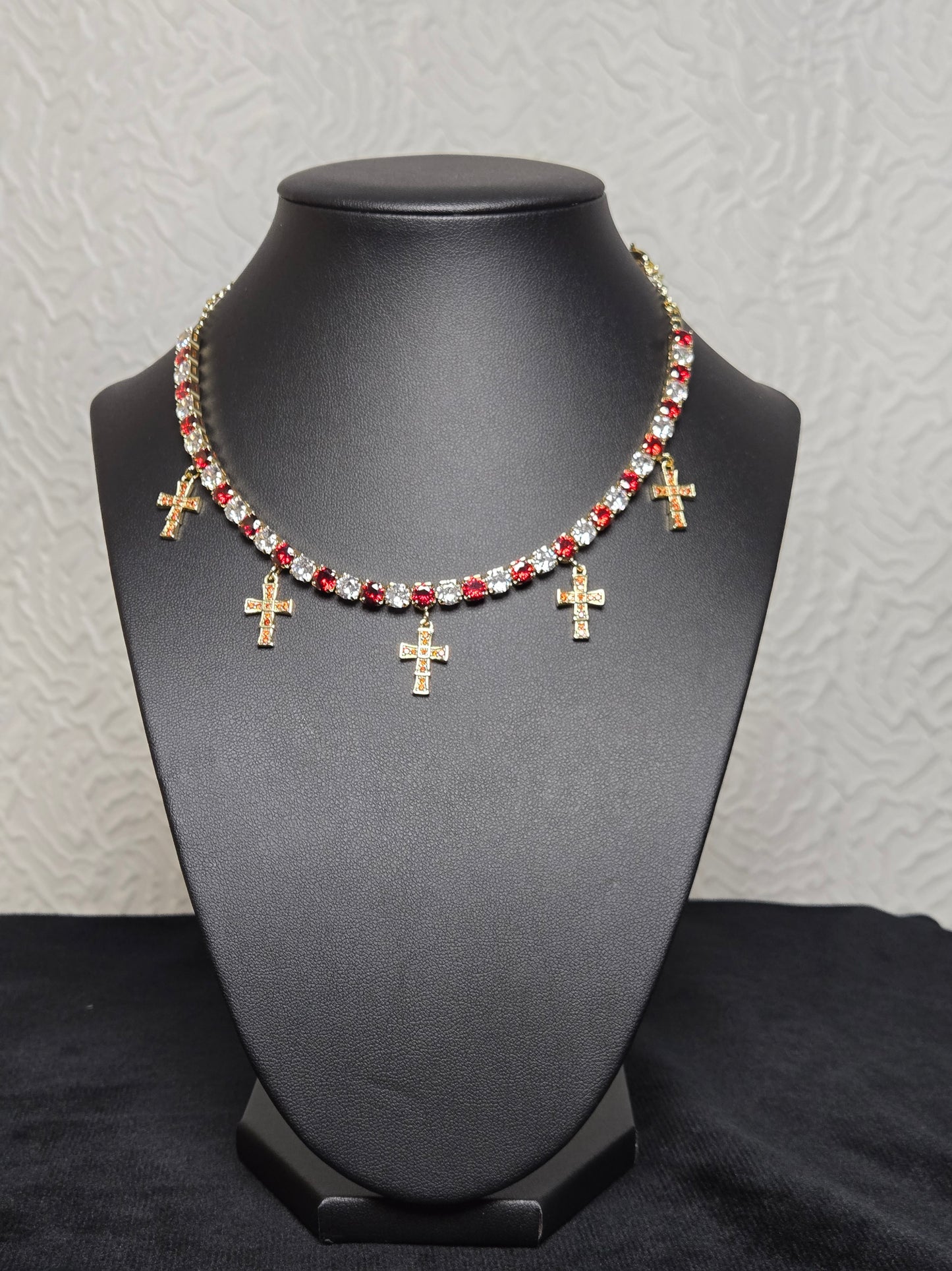 Red cross charms choker