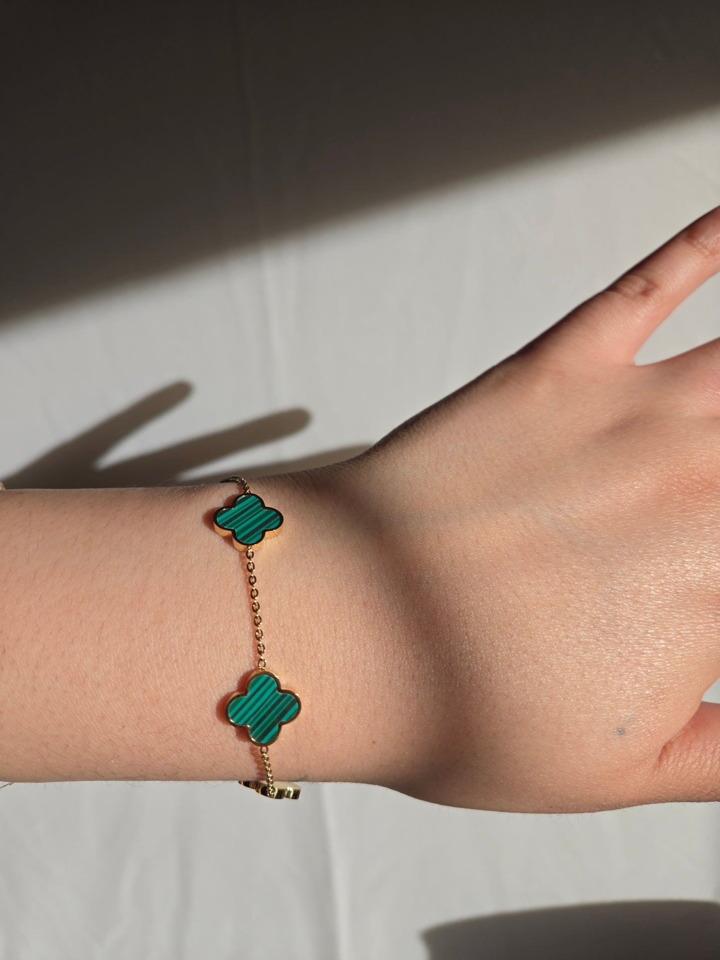 Malachite clover bracelet