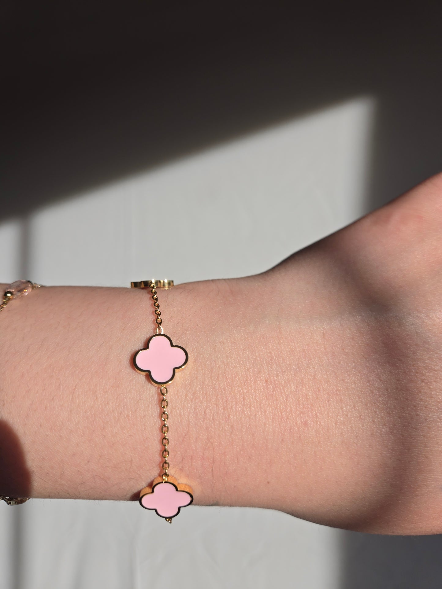 Baby pink clover bracelet