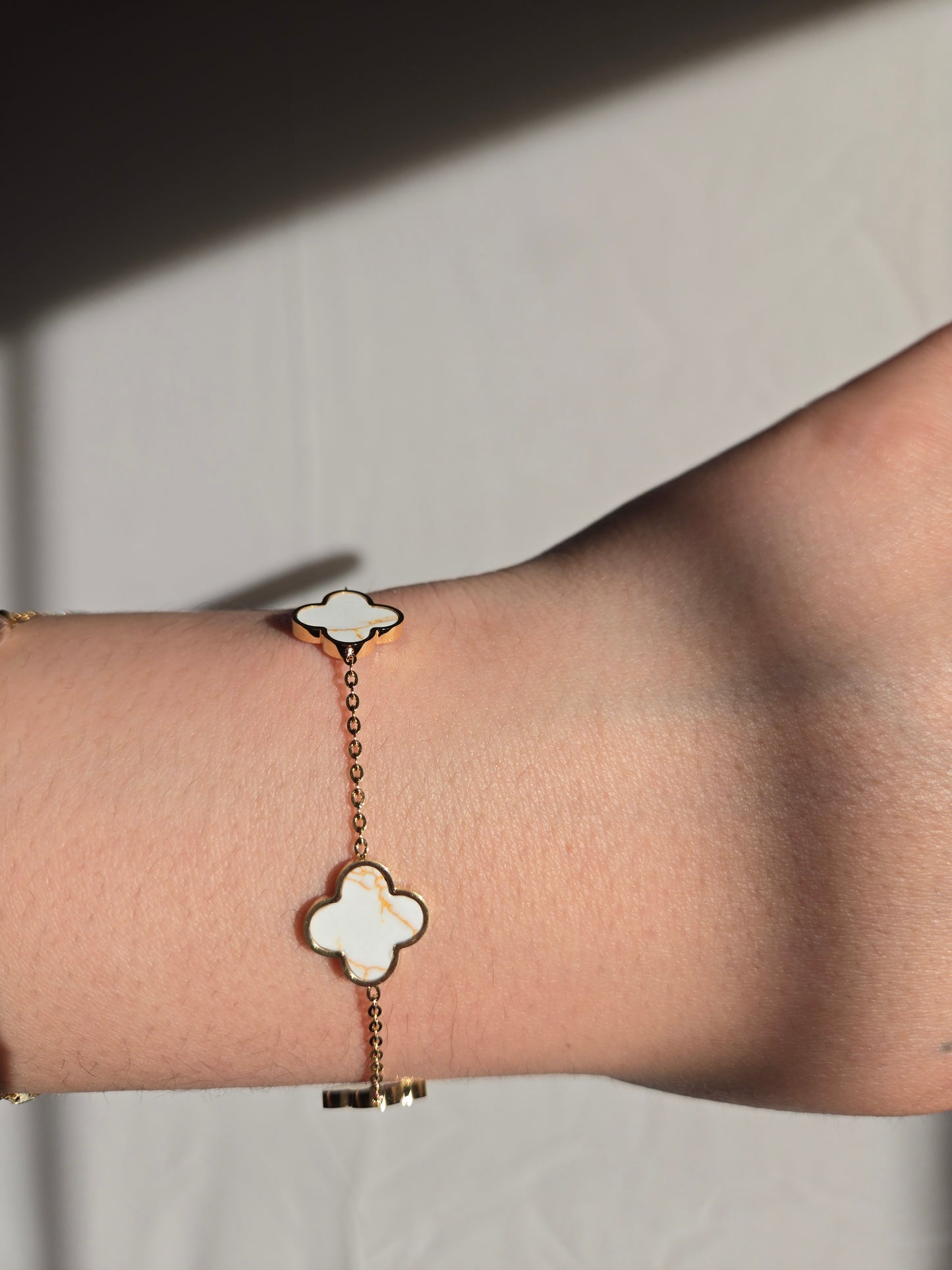 White marble clover bracelet